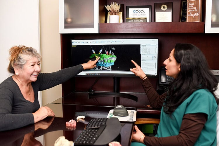 Dental implant consultation using digital imaging displayed on a computer monitor